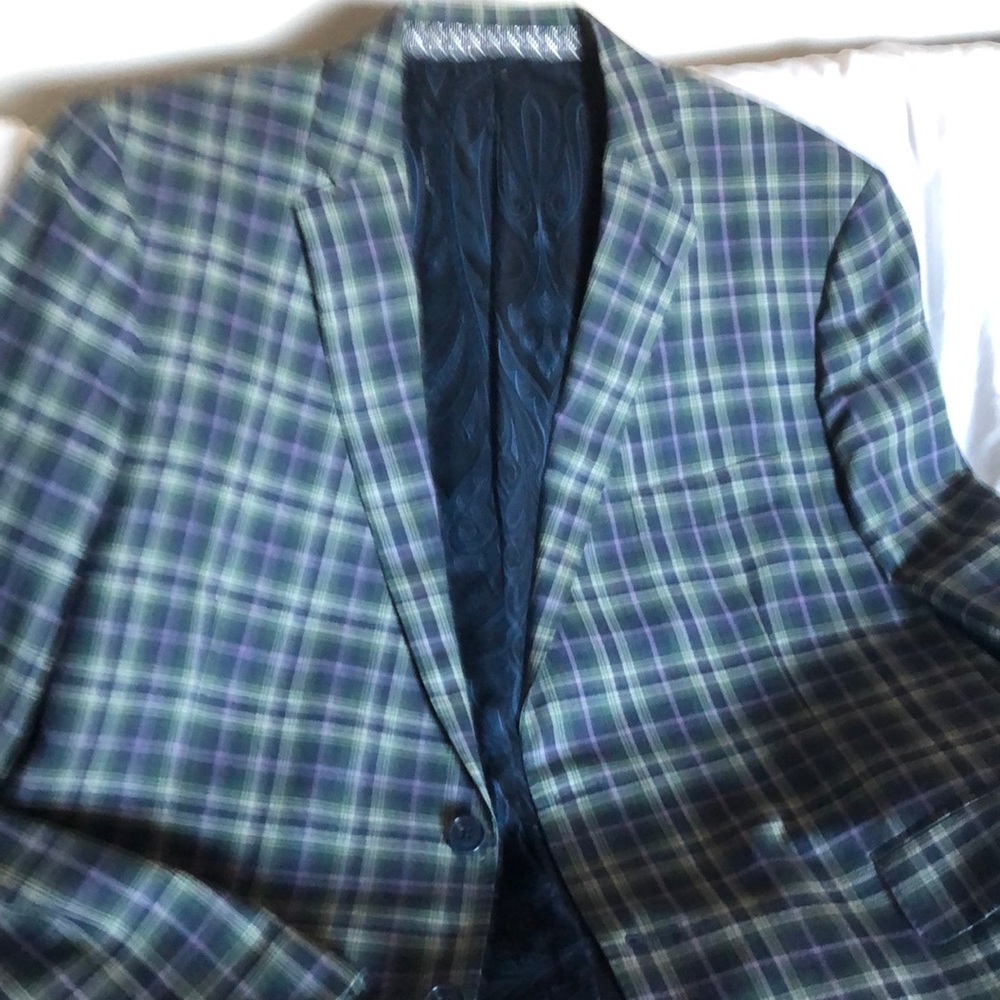 Etro 100% wool sports jacket lined in blue paisley silk